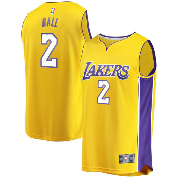Maillot nba Los Angeles Lakers Icon Edition Homme Lonzo Ball 2 Jaune